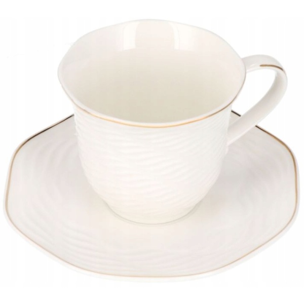 Komplet do kawy herbaty Zestaw filizanek 2x240 ml Prezent na Dzien Matki Kolor bialy