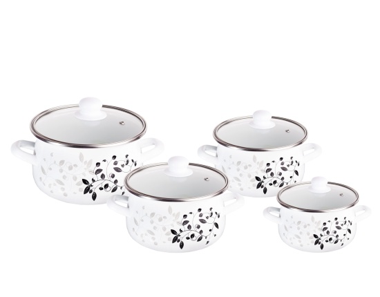 Zestaw garnków Koko Emalia 8 elementów Gałązka