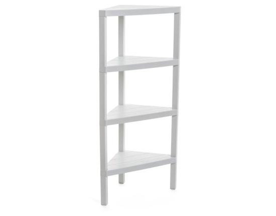 Regał łazienkowy narożny 4 poziomy Biały Tatay