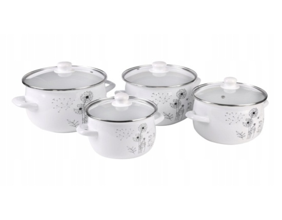 Domik Zestaw garnków Emalia 8 elementów Dmuchawce