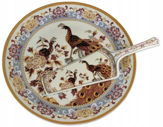 Patera na ciasto z łopatką 26 cm Paw Brązowy