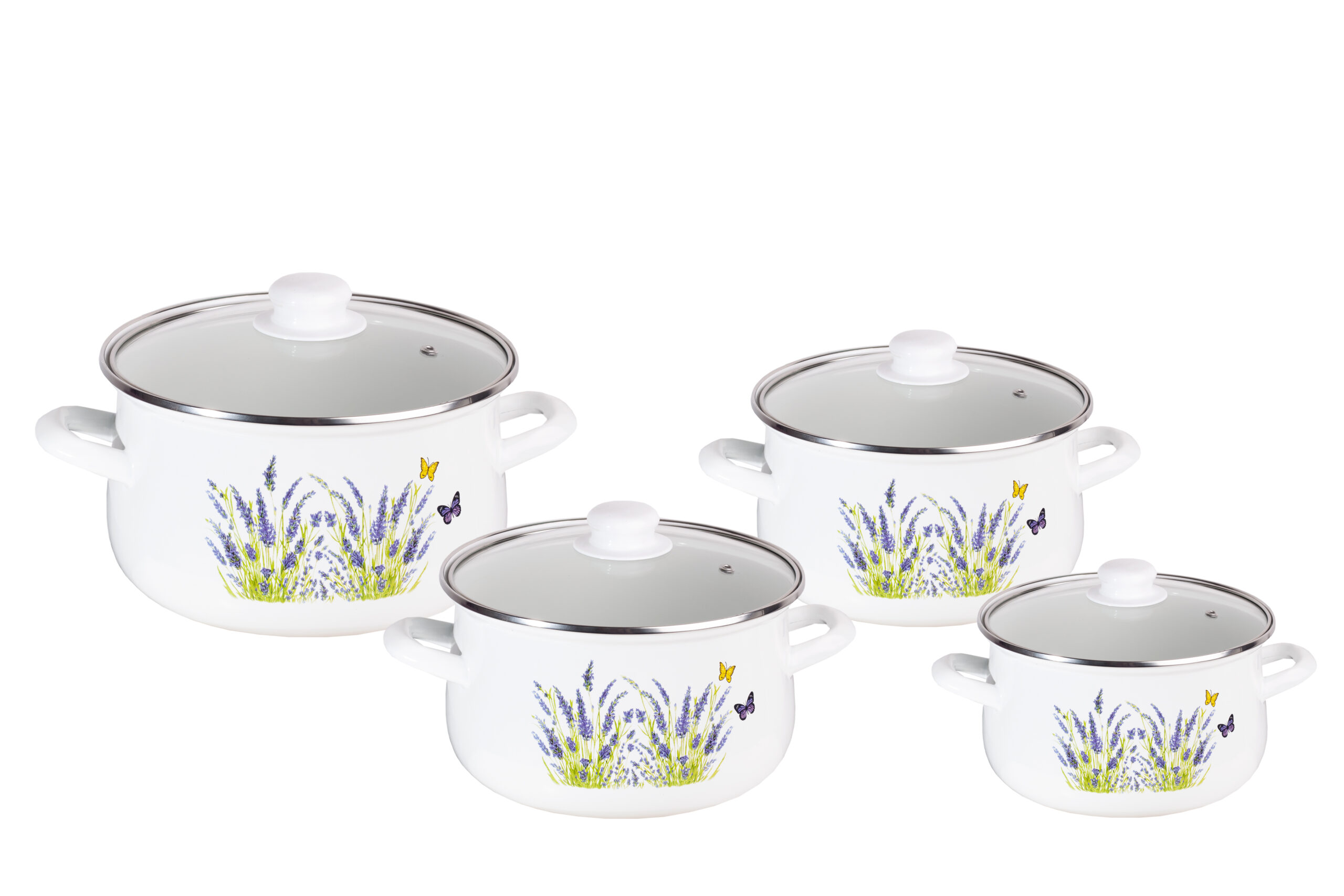 Domik Zestaw garnków Emalia 8 elementów Lawenda