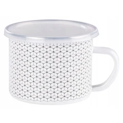 Kubek emaliowany z pokrywką 14 cm Plaster miodu