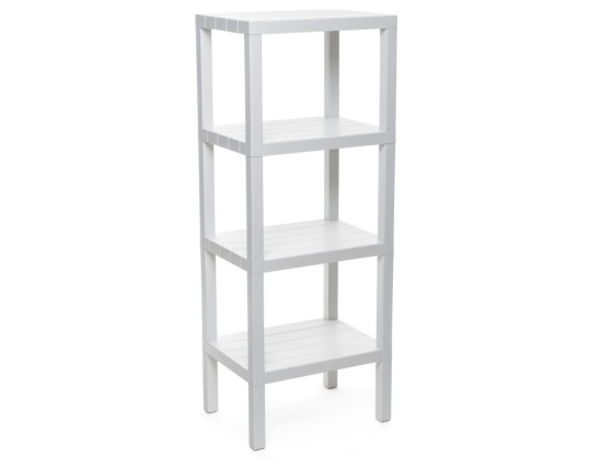 Regał łazienkowy prostokątny 4 poziomy Biały Tatay