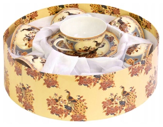 Zestaw filiżanek ze spodkiem 6 x 220 ml Paw Brązowy