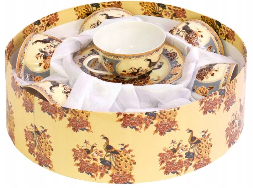 Zestaw filiżanek ze spodkiem 6 x 220 ml Paw Brązowy 1 Zestaw filiżanek ze spodkiem 6 x 220 ml Paw Brązowy