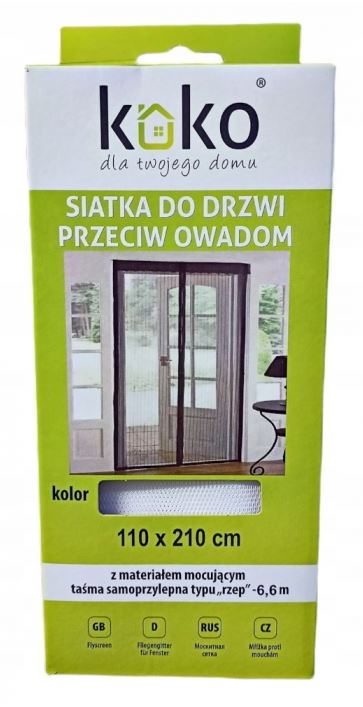 Siatka do drzwi przeciw owadom 110x210 cm czarna Koko 1 Siatka do drzwi przeciw owadom 110x210 cm czarna Koko