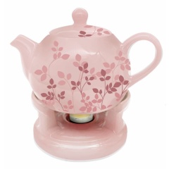 Oro Bianco Ceramics Dzbanek z podgrzewaczem Gałązka Różowy BO-2950 2 870a577a0e8ff1d84b01cd7b1820f9b2