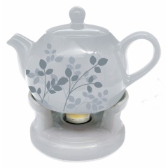 Oro Bianco Ceramics Dzbanek z podgrzewaczem Gałązka Szary BO-2967 3 8a6aed84084a251971ac5e4ac3573338