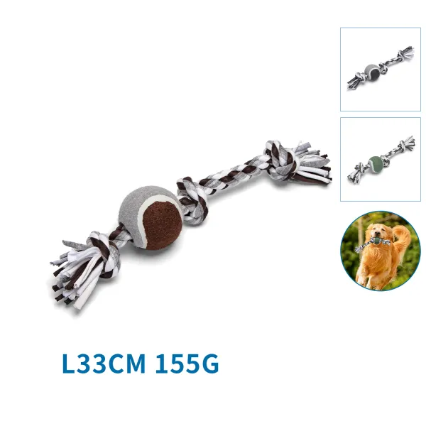 Szarpak z piłką Sznur dla psa 33 cm Tricolor Kolor losowy Nobleza