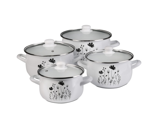 Zestaw garnków Koko Emalia 8 elementów Łąka