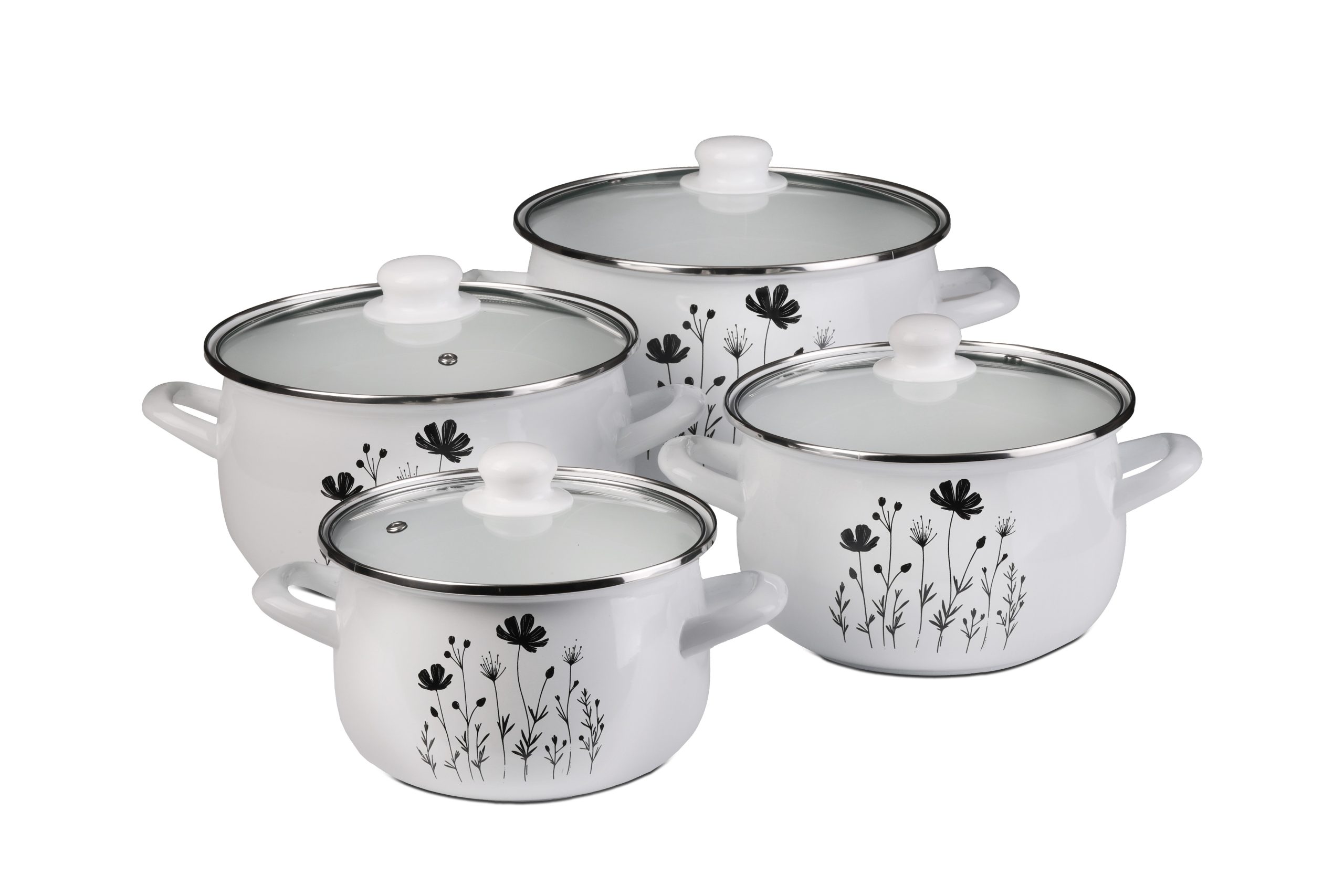 Zestaw garnków Koko Emalia 8 elementów Łąka 1 Zestaw garnków Koko Emalia 8 elementów Łąka