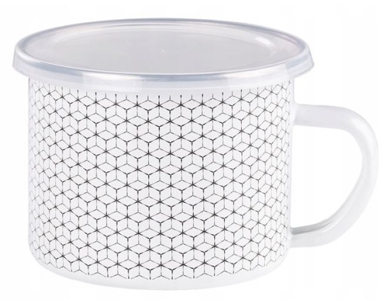 Kubek emaliowany z pokrywką 10 cm Plaster miodu