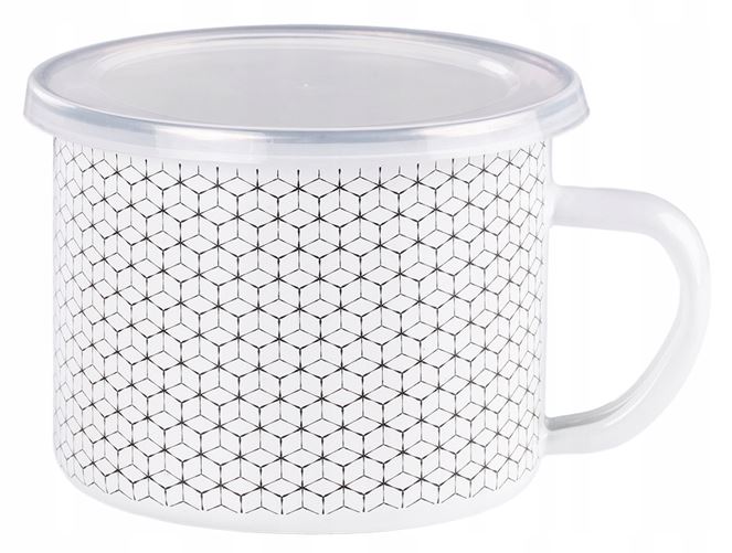 Kubek emaliowany z pokrywką 10 cm Plaster miodu