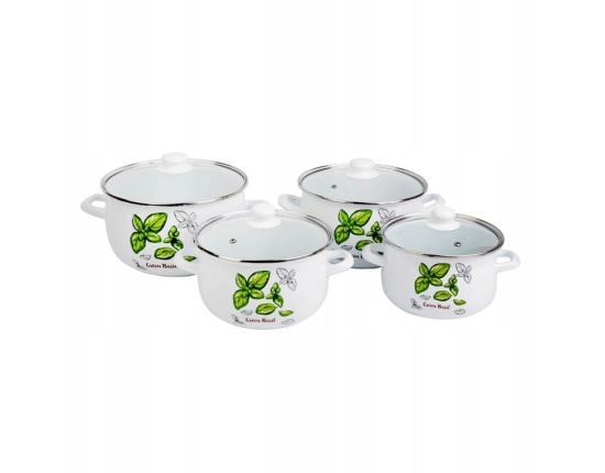 Domik Zestaw garnków Emalia 8 elementów Bazylia