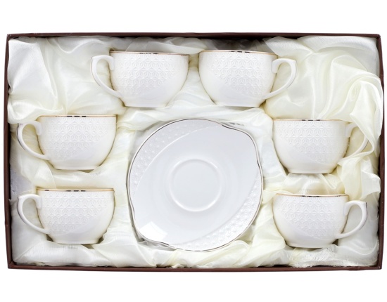 Zestaw filiżanek ze spodkiem 6 x 190 ml BO-2707 Oro Bianco