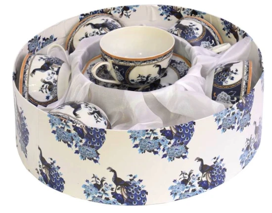 Zestaw filiżanek ze spodkiem 6 x 220 ml Paw Niebieski