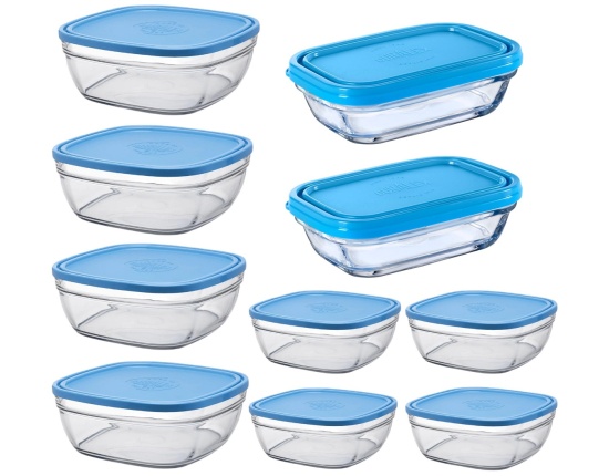 Zestaw pojemników szklanych z pokrywami 10 szt. Duralex FreshBox