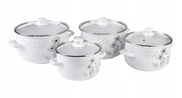 Zestaw garnków Koko Emalia 8 elementów Dmuchawce 1 Zestaw garnków Koko Emalia 8 elementów Dmuchawce