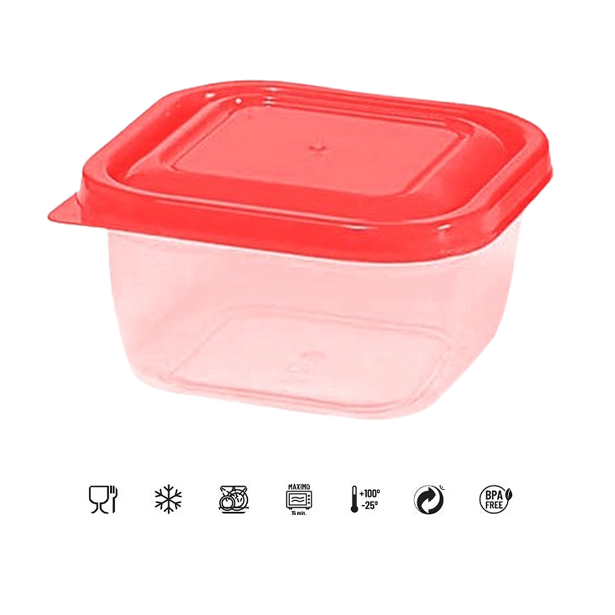 Pojemnik Aral 0,35L Great Plastic czerwony kwadrat 1 Pojemnik Aral 0,35L Great Plastic czerwony kwadrat