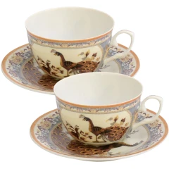 Zestaw filiżanek ze spodkiem 2 x 220 ml Paw Brązowy