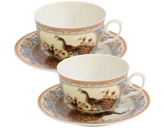 Zestaw filiżanek ze spodkiem 2 x 220 ml Paw Brązowy