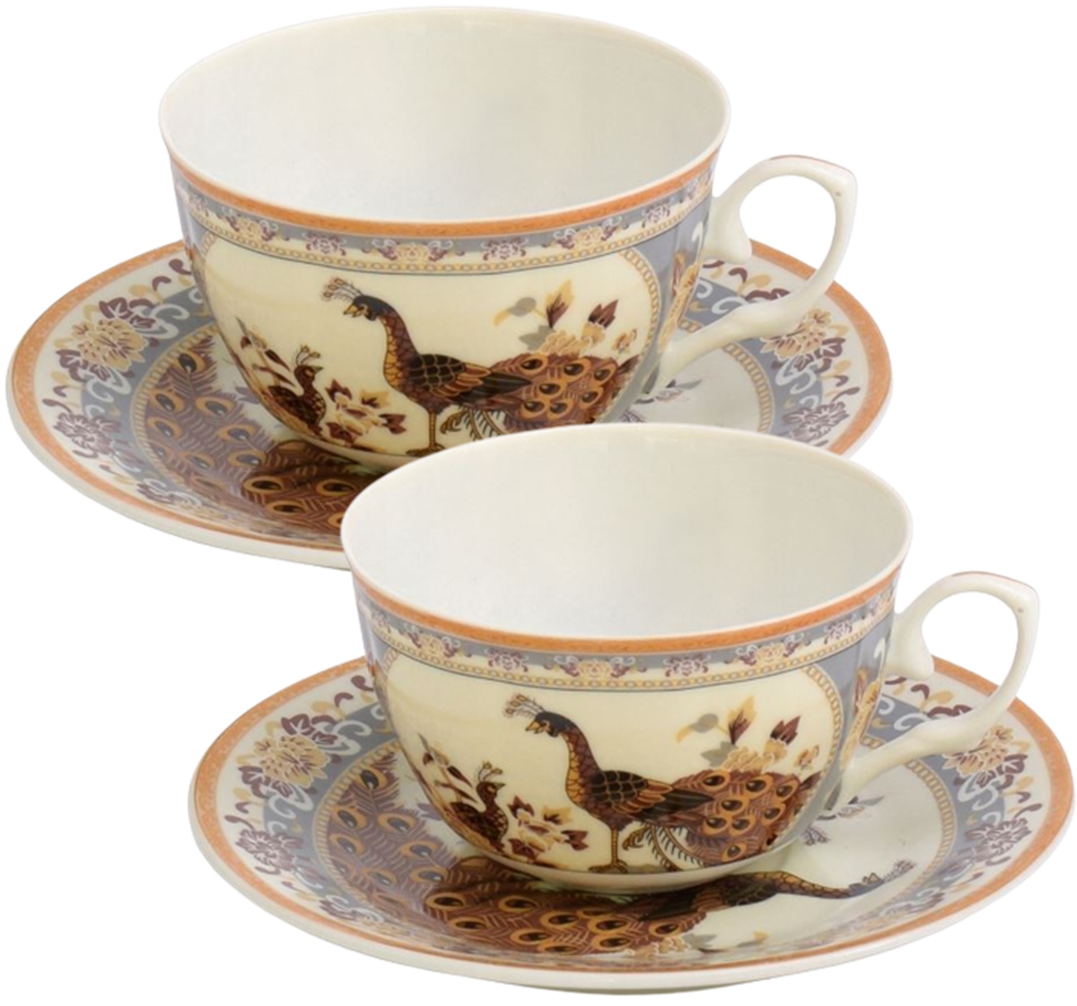 Zestaw filiżanek ze spodkiem 2 x 220 ml Paw Brązowy 1 Zestaw filiżanek ze spodkiem 2 x 220 ml Paw Brązowy