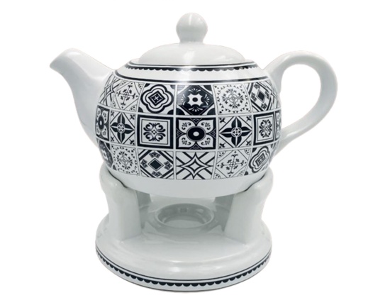 Oro Bianco Ceramics Dzbanek z podgrzewaczem Mozaika czarna BO-3001