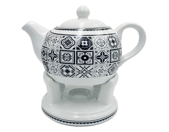 Oro Bianco Ceramics Dzbanek z podgrzewaczem Mozaika czarna BO-3001