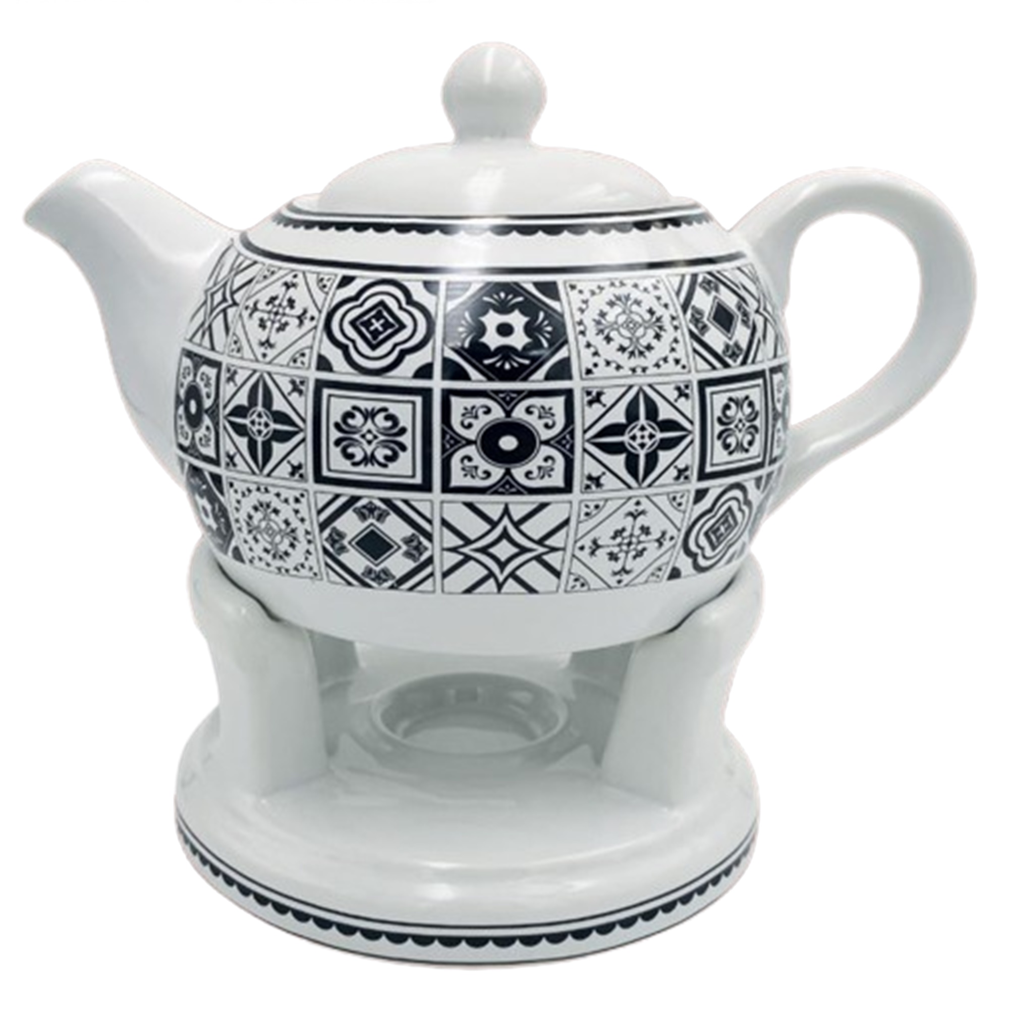 Oro Bianco Ceramics Dzbanek z podgrzewaczem Mozaika czarna BO-3001 1 Oro Bianco Ceramics Dzbanek z podgrzewaczem Mozaika czarna BO-3001