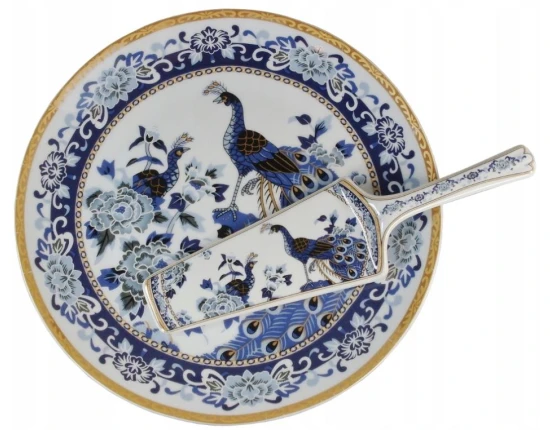 Patera na ciasto z łopatką 26 cm Paw Niebieski