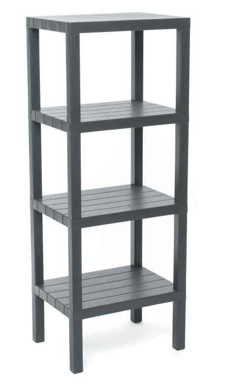 Regał łazienkowy prostokątny 4 poziomy Szary Tatay 1 Regał łazienkowy prostokątny 4 poziomy Szary Tatay