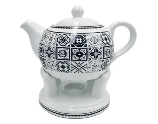 Oro Bianco Ceramics Dzbanek z podgrzewaczem Mozaika czarna BO-3001